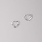 BOUCLES D'OREILLES COEURS ZIRCONS ARGENT STERLING/ ARGENT STERLING 925